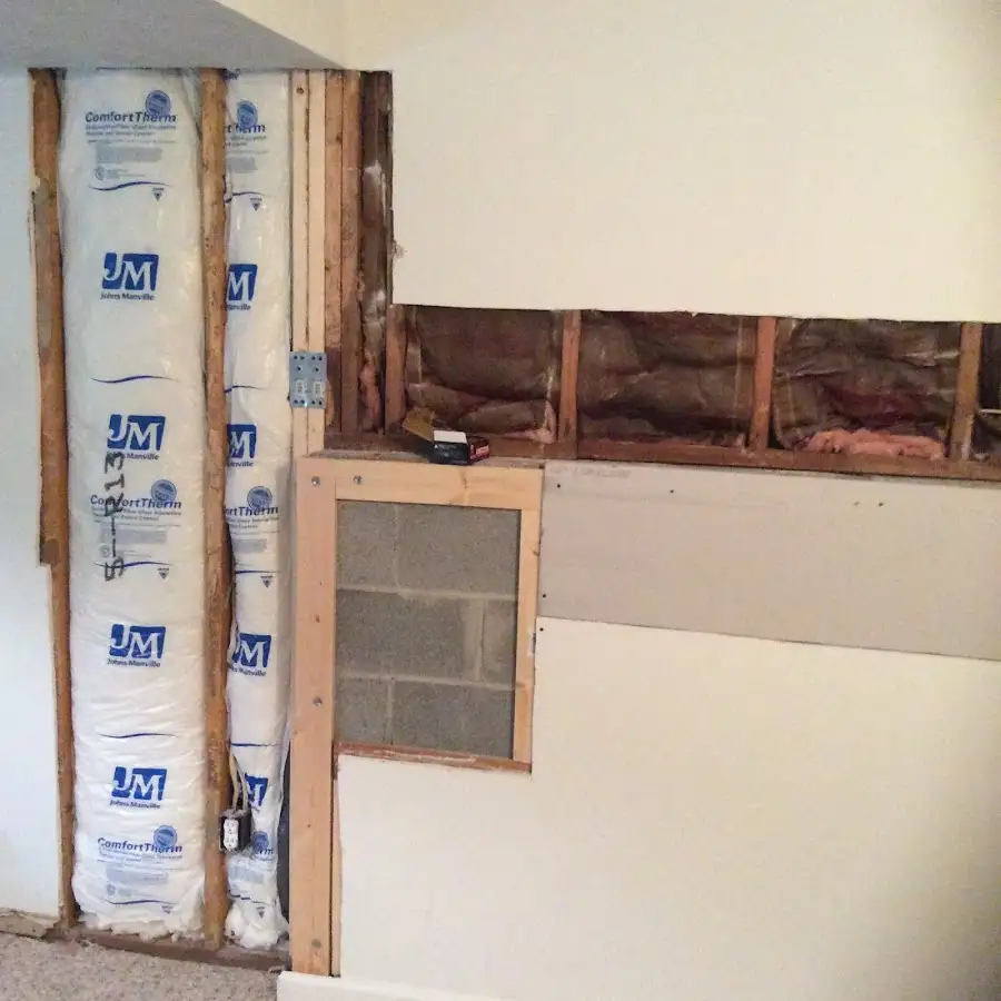 Wall insulation replacement during Basement Flood Cleanup in Groves